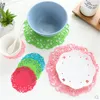 Table Mats 1Pc Cartoon Flower Shape Silicone Coffee Cup Pad Heat Insulation Anti-skid Placemat Cooking Tools