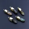 Pendant Necklaces 10pcs Silver Gold Plated Natural Stone Hexagonal Point Pendants Healing Veins Agate Tiny Charms Pendulum Chakra Jewelry