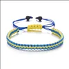 Braccialetti con ciondoli Corda fatta a mano Margherita Braccialetti con ciondoli girasole Ucraina Bracciale per amicizia etnica blu e giallo Consegna a goccia Gioielli Dhhjt