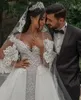 Underbara elfenben sjöjungfru bröllopsklänningar med löstagbara tågspetsar applikationer från axel romantiska brudklänningar domstolståg kyrka vestidos de novia 2023