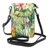 Worki na jamę jamy tropikalnej rośliny Plumeria Plumeria Kobiet telefon komórkowy skórzana torba crossbody mini ramię w portfelu karty ramię