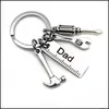 Nyckelringar rostfritt stål nyckelring graverade pappa pappa morfar verktyg nyckelringar gåva för fäder dag kreativ fader kedja smycken droppe dhycs