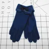 Five Fingers Gloves Fashion Elegant Female Wool Touch Screen Winter Women Warm Cashmere Full Finger Leather Bow Dotted embroidery A29 221111