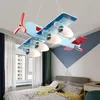 Pendellampor Luftskydd Flygplanslampor Barnens rum Creative Cartoon Cute Led Bedroom Boy Lamp