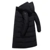 Herren Daunenparkas Winter 90 % weiße Entenjacke mit Kapuze Mode hochwertiger Mantel lang verdickt warm schwarz 221111