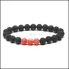 Braccialetti con ciondoli Fashion Weathering Colorf Agate 8Mm Black Lava Stone Beads Bracciale Olio essenziale Per diffusore Bracciali Yoga Jewelr Dhtmc