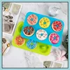 Bakning formar Sile Donut Pan 6 Cavity Donuts Baking Mods Non Stick Cake Biscuit Bagels Mod Tray Pastry Kitchen Supplies Essential DHCV4