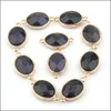 Other Natural Stone Oval Shape Rose Quartzz Tiger Eyes Pendant Double Hole Ear Connector Diy For Necklace Bracelet Jewelry Making Dr Dhijd