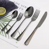 Dinnerware Sets 5Pcs Glossy Black Stainless Steel Cutlery Tableware Set Dinner Flatware Travel Forks Knives Spoons Silverware