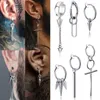 Backs Earrings 1 Pcs Women Men Non-Piercing Stainless Steel Earring Cross Clip On Dangle Ear Hoop Hip Hop Rock