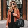 Women's Leather Faux Allukasa Fashion Women Pu s Long Sleeves Coats Lady Casual Fall Winter Zipper Cardigan Streetwear Elegant s Jacket 221111