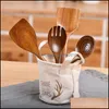 Spoons Wooden Ramen Soup Spoons Japanese Kitchen Spata Teakwood Frying Rice Seasoning Nonstick Pan Drop Delivery Home Garden Dining Dhwbs