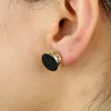 Ohrstecker Ausverkauf Zweifarbig Gold Schwarz Farbe Micro Pave Cz Geometrisch Rund Geformt Schraubverschluss Hip Hop Ohrring Für Frauen Männer