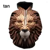 Men's Hoodies Animal Face 3D Hoodie Fashion Long Sleeve Sweater Lion Casual Tops