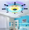 Lustres de decoração mediterrânea Controle remoto lustre lustre com luz de fundo colorida infantil infantil lâmpada de teto de quarto