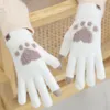 Frauen Cartoon Katzenklauenhandschuhe Mädchen verdickte Plüsch schöne Stile Finger Finger Winter warmes Telefon Touchscreen Strickhandschuhe
