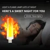 Night Lights 1PC USB Light Flame Torch Candle LED Ambient Plug Mobile Power Camping Lighting