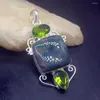 Colares de pingentes jóias gemitos de gemasfactory grande promoção única única 925 prata kambaba jasper verde topáz