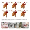 Decorative Flowers Christmas Berry Pine Artificial Stem Wreath Pick Red Leaftree Berries Floral Branches Leaves Needle Ornament Branch