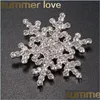 Stift brosches crystal snöblomma brosch pin charm kvinnor pärla pendel rhinestone stora snöflinga vinter tema julbroscher hel dhkfy