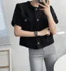 Women's Knits Tees Neploe Korean Cardigan Women Clothing Short Sleeve Single Breasted Sweater O Neck Knit Black Tops Fashion White Coat Femme 221111