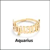 Anelli a fascia in acciaio inossidabile 12 Constellation Anello zodiacale per donna Uomo Design in stile antico Lettera Leone Ariete Anelli aperti Minimalista Je Dhqds