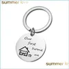 Nyckelringar Creative rostfritt stål Keychain Nya hemmycken Våra första nycklar Ring Keychains Lovers Couples Present Housewarming Drop D Dhuce