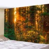 Tapissries Sunset Sunlight Landscape Tapestry Autumn Forest Plant Tree Nature Scenery Wall Hanging Home Living Room Bedroom Decor Eesthetic