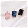 Charms Fashion Resin Stone Druzy Charme Natural Gemstone Square 10 Colours Pendant pour les bijoux de bricolage Collier Bracelet Collier Dr Dhxqp