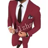 Knappe bruidegom Tuxedos One Button Man's Suits Notch Rapel Groomsmen Wedding/Prom/Dinner Man Blazer Jacket broek Vest Tie N0155