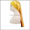 Shower Caps Silk Satin Night Caps Elasticity Long Tube Headgear Fashion Lady Head Wrap Droop Hair Bonnet Wide Edged Home 5 68Dc G2 D Dhofi