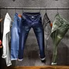 Jean homme 6 couleurs 2023 homme maigre blanc mode élastique pantalon mince Jean homme marque pantalon noir bleu vert gris