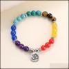 Beaded 7 Chakra Stone Pärlade armband om Pendant Stretch Strand Armband för män Kvinnor Yoga Charm smycken Drop Delivery DH7J1