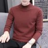 Herrtröjor Herrknappar Höstkläder Hösten och vinter Casual Solid Color Sweater High-Neck Youth Korean Version of the Trend Inner