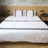 Deluxe pure cotton white duvet cover grey bedding set top grade silk down quilt sheet pillow cover double large bed
