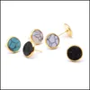 Stud Mode Goud nagebootst Wit Turquoise Kallaite Resin Stone Charms Stud Geometrische oorbellen Sieraden voor vrouwen Drop levering Dhx8y
