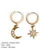 Stud Earrings Asymmetry Stainless Steel Crystal Star Moon For Women 2022 Brincos Hoop Jewelry Wholesale/Drop