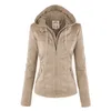 Giacca da donna in pelle sintetica Cappotto basic da donna Donna Inverno Moto Pelle scamosciata PU Felpe con cappuccio Capispalla 221111