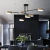 Lampade a sospensione Lampada a sospensione a soffitto a led di lusso nordico Lampada da pranzo moderna a 6 teste in bronzo dorato Sospensione creativa Soggiorno