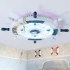 Люстры Средиземноморское украшение дистанционное управление руля люстры с красочным подсветкой детские детские спальни Потолочная лампа спальня
