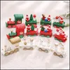 Christmas Decorations Christmas Wooden Train Flat Roof Dome Style Family Home Decor Baby Kids Red Green White Drop Delivery Garden F Dhquf