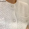 Women's Knits Tees Neploe Korean Cardigan Women Clothing Short Sleeve Single Breasted Sweater O Neck Knit Black Tops Fashion White Coat Femme 221111