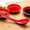 Geschirr-Sets, zweifarbig, Löffel mit Haken, Melamin, würzig, für Restaurant, Reis, Fast Store, rötlich-schwarzer Kunststoff