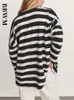 Women's Hoodies Sweatshirts Women High Quality Striped Print Oversize Long Sleeve O Neck Loose Pullovers Female Tops 221111