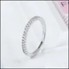 Anneaux de mariage Cristal Zircon Anneaux de pierres précieuses Demi-éternité Petite bague en or blanc Sier Fiançailles Amoureux de mariage Bijoux Drop Deliver DH98J