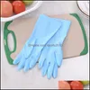 Cleaning Gloves Pvc Housekee Clean Gloves White Blue Rubber Cleaning Glove Home Furnishing Anti Water Mittens Eco Friendly 2 4Bd L1 Dhauj