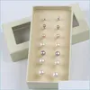 Stud Stud 7Pairs Allmatch White And Mixd Color Pearl Earrings Set Button Freshwater Women Drop Delivery Jewelry Dh4Ty