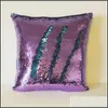 Pillow Case Mermaid Sequins Pillow Case Two Color Splicing Sofa Decoration Cushions Er Home Polychromatic Square Cushion Ers 8 3Js G Dhssp