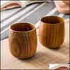 Cups Saucers Wooden Tea Cup 5Oz Natural Wood Wine Glasses 150Ml Coffe Mugs Beer Juice Milk Cups Drop Delivery Home Garden Kitchen Dhsz6