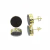 Ohrstecker Ausverkauf Zweifarbig Gold Schwarz Farbe Micro Pave Cz Geometrisch Rund Geformt Schraubverschluss Hip Hop Ohrring Für Frauen Männer